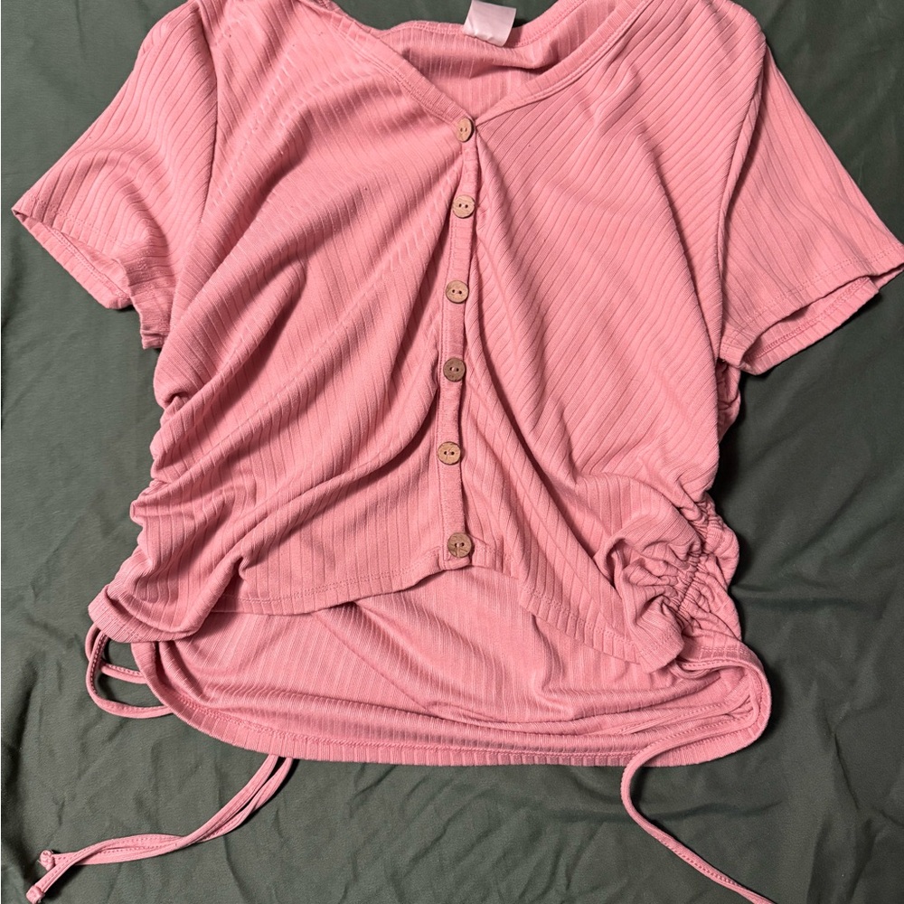 Pink Button-Up Women's Top